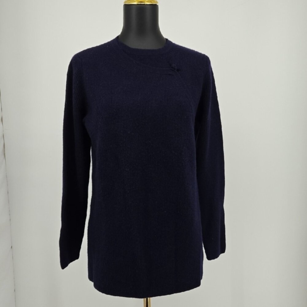 MaxMara Made In Italy Navy Blue Knit Sweater Wool Cashmere Blend Size Medium